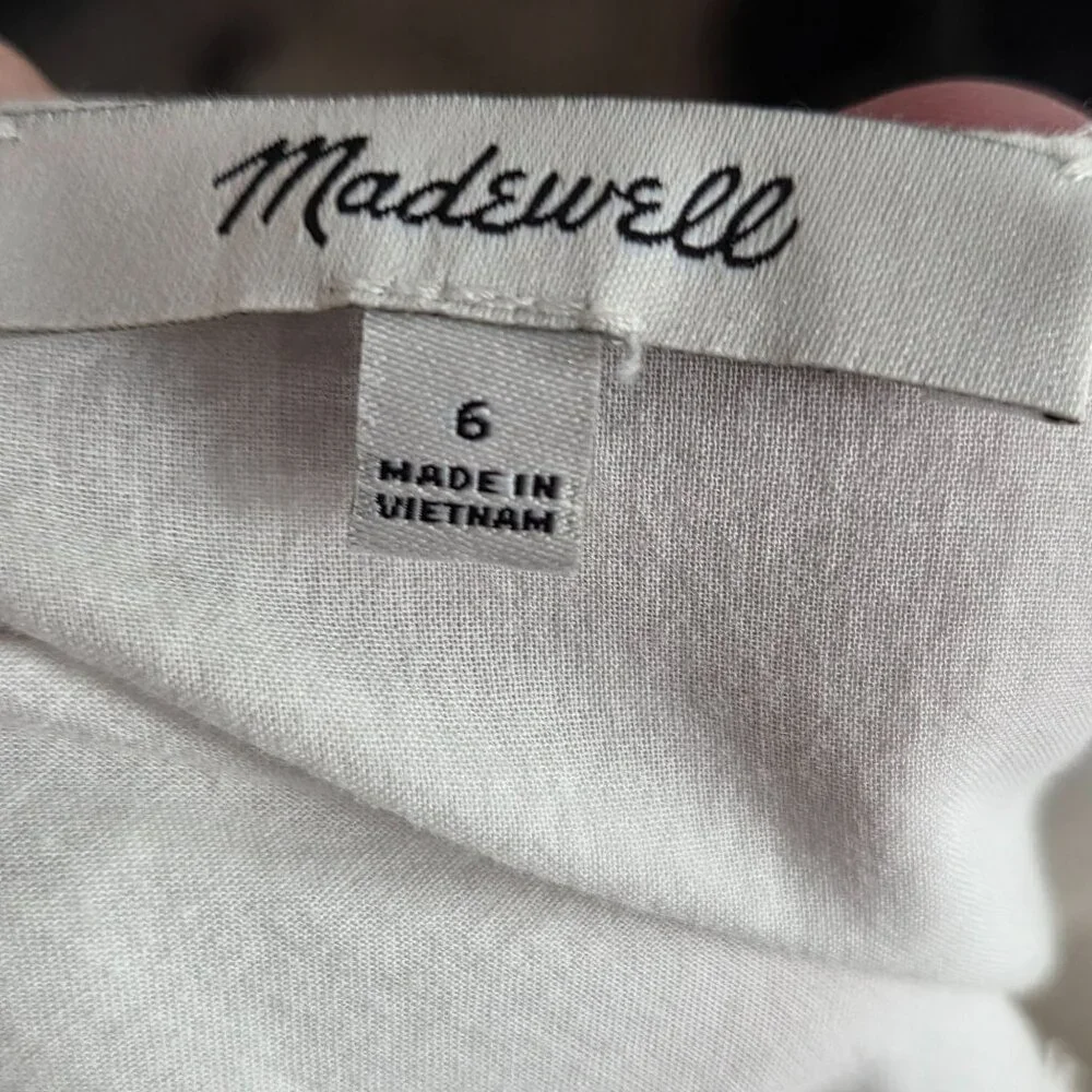 Madewell Suzette Seamed Bodice Tiered Midi Dress Button Front White Sz 6 - Picture 8 of 10